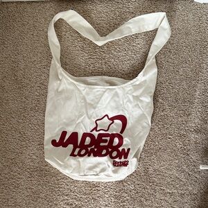 Jaded London Cream Tote with Red Logo